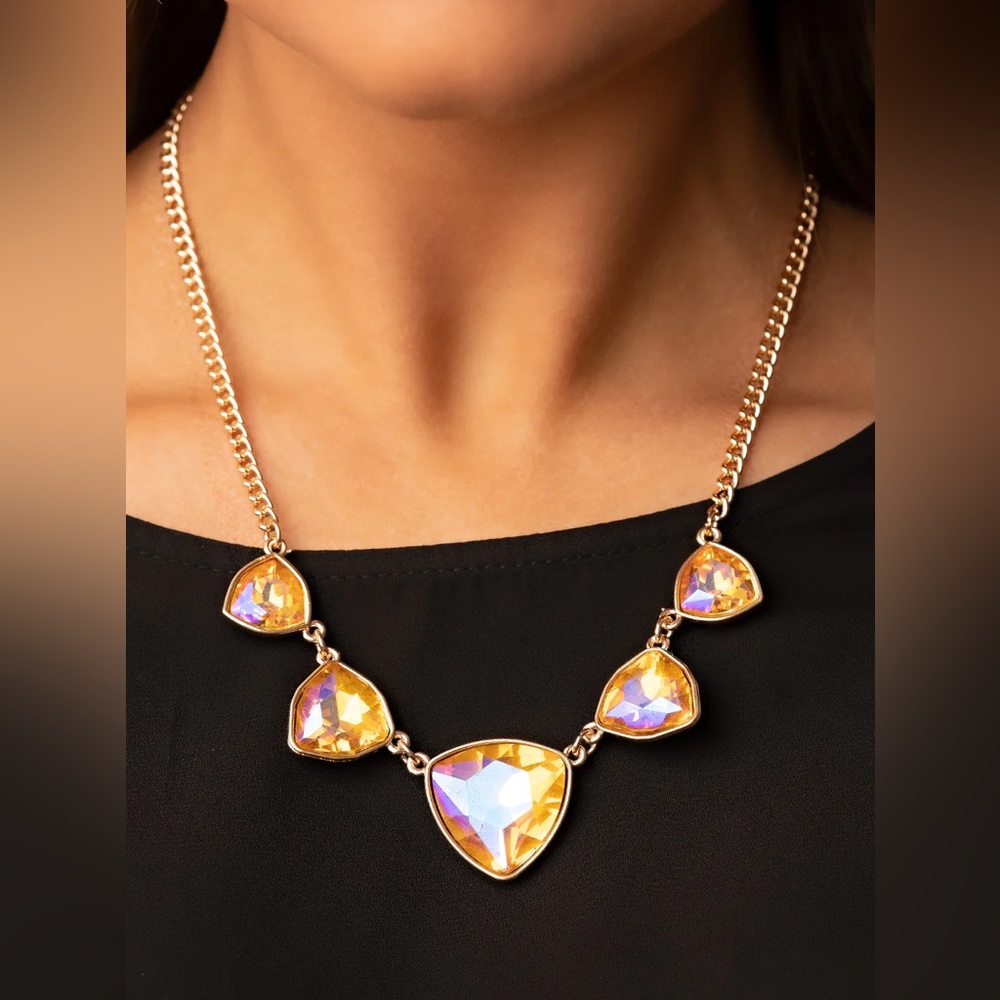 Gold and Iridescent Necklace